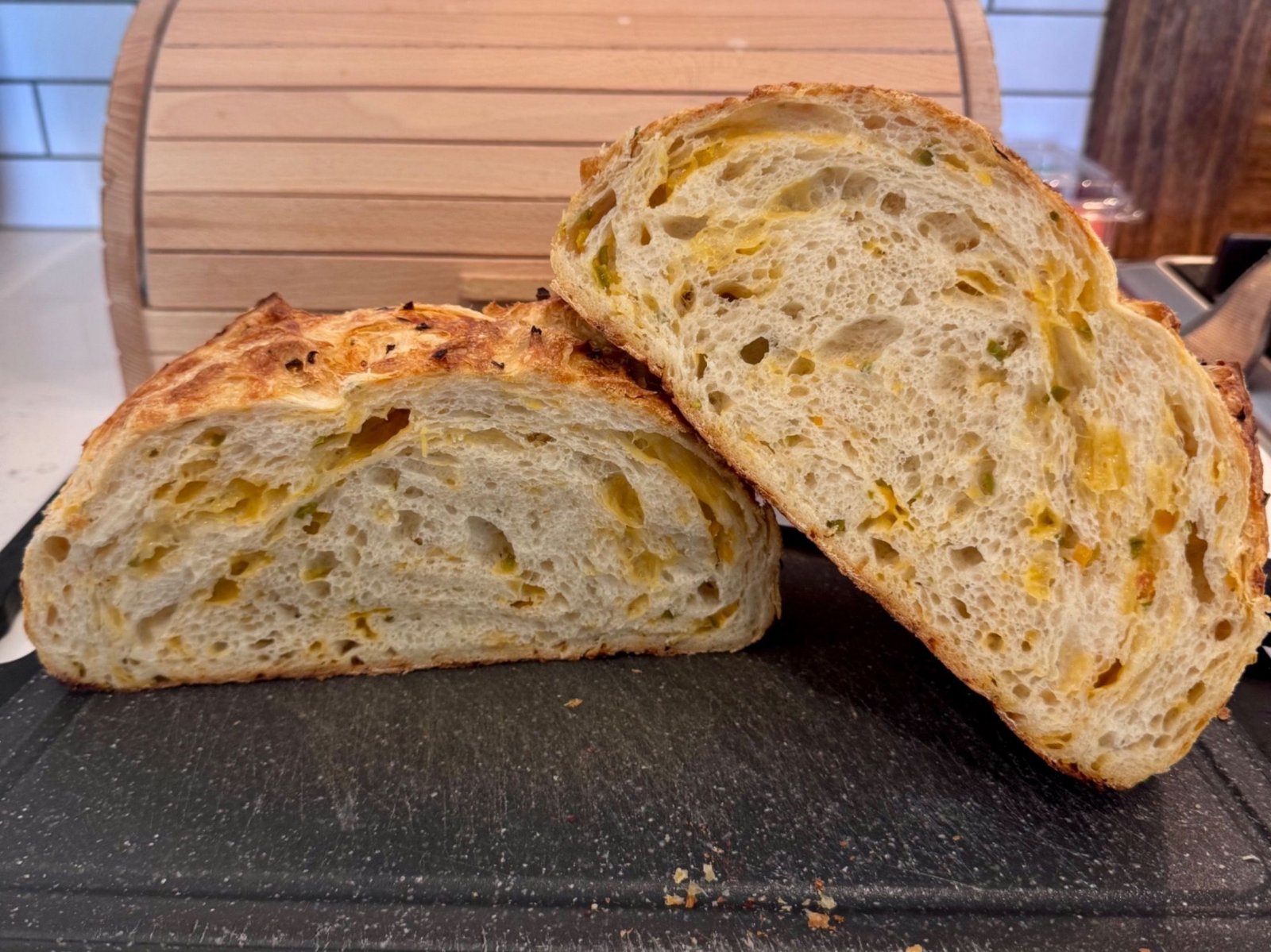 3 Pepper Cheddar Sourdough Bread